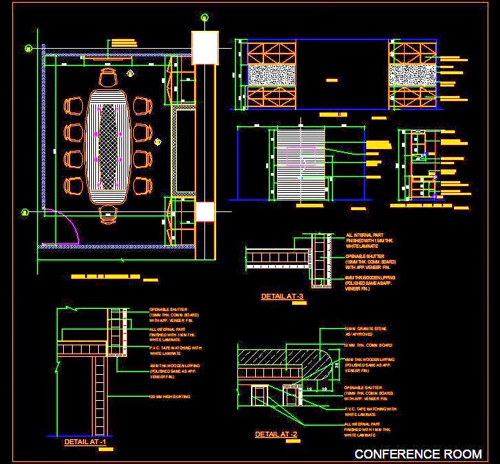 Conference Room DWG- Oval Table, TV, Projector, & Storage Detail